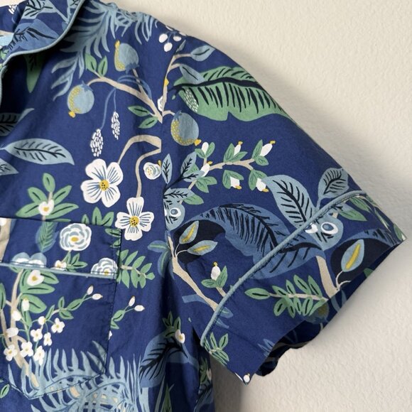 Rifle Paper Co. Poplin Button Front Short Pajama Set Size Small Peacock Print - Picture 3 of 14